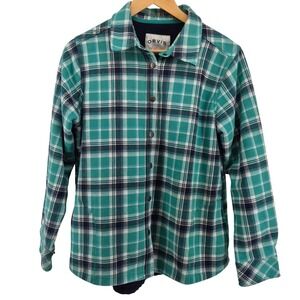 Orvis Classic Collection Flannel Plaid Button Down Shirt Jacket Womens L Shacket